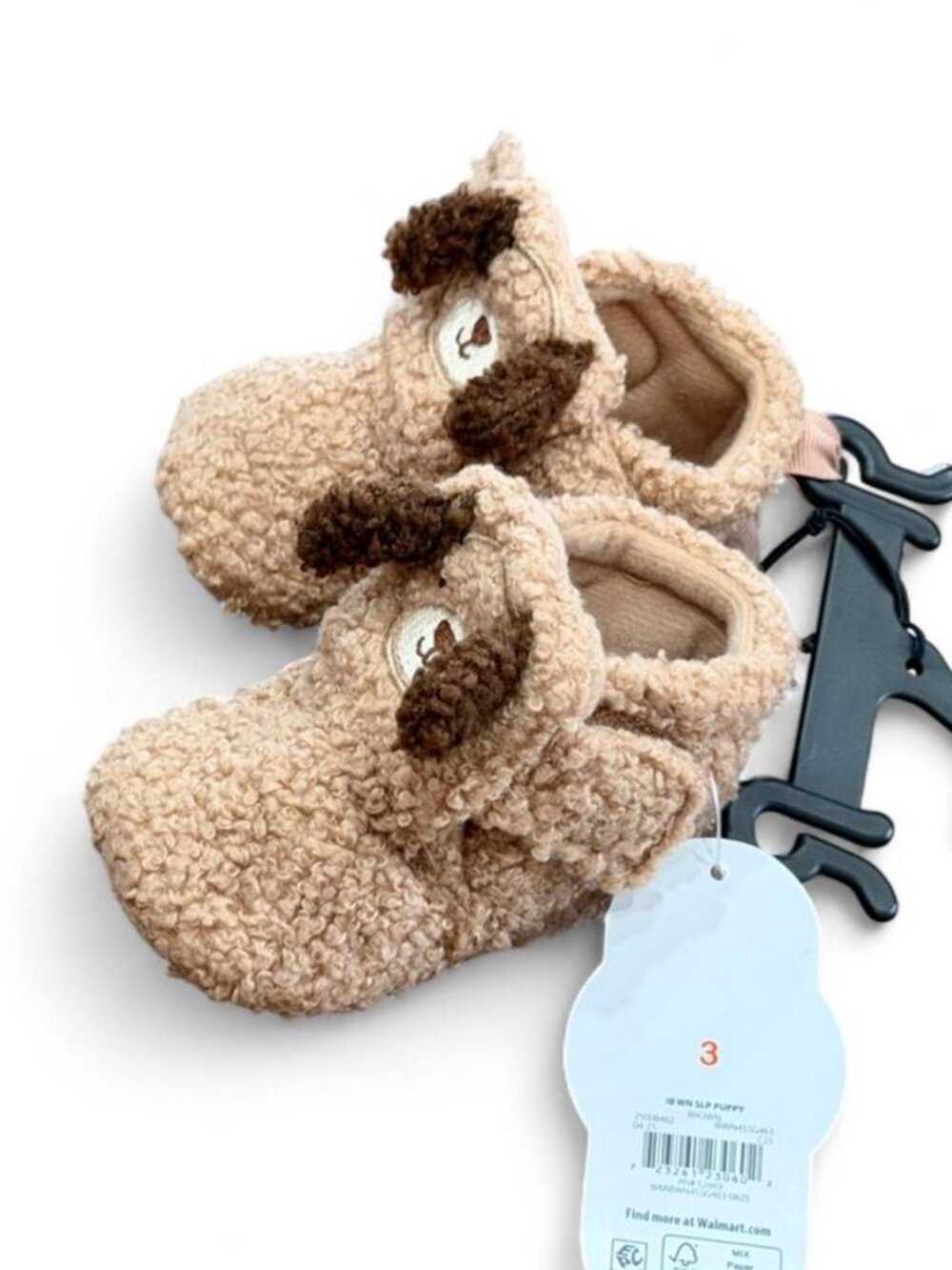 Brown Tan Bear Face Baby Slippers Size 3